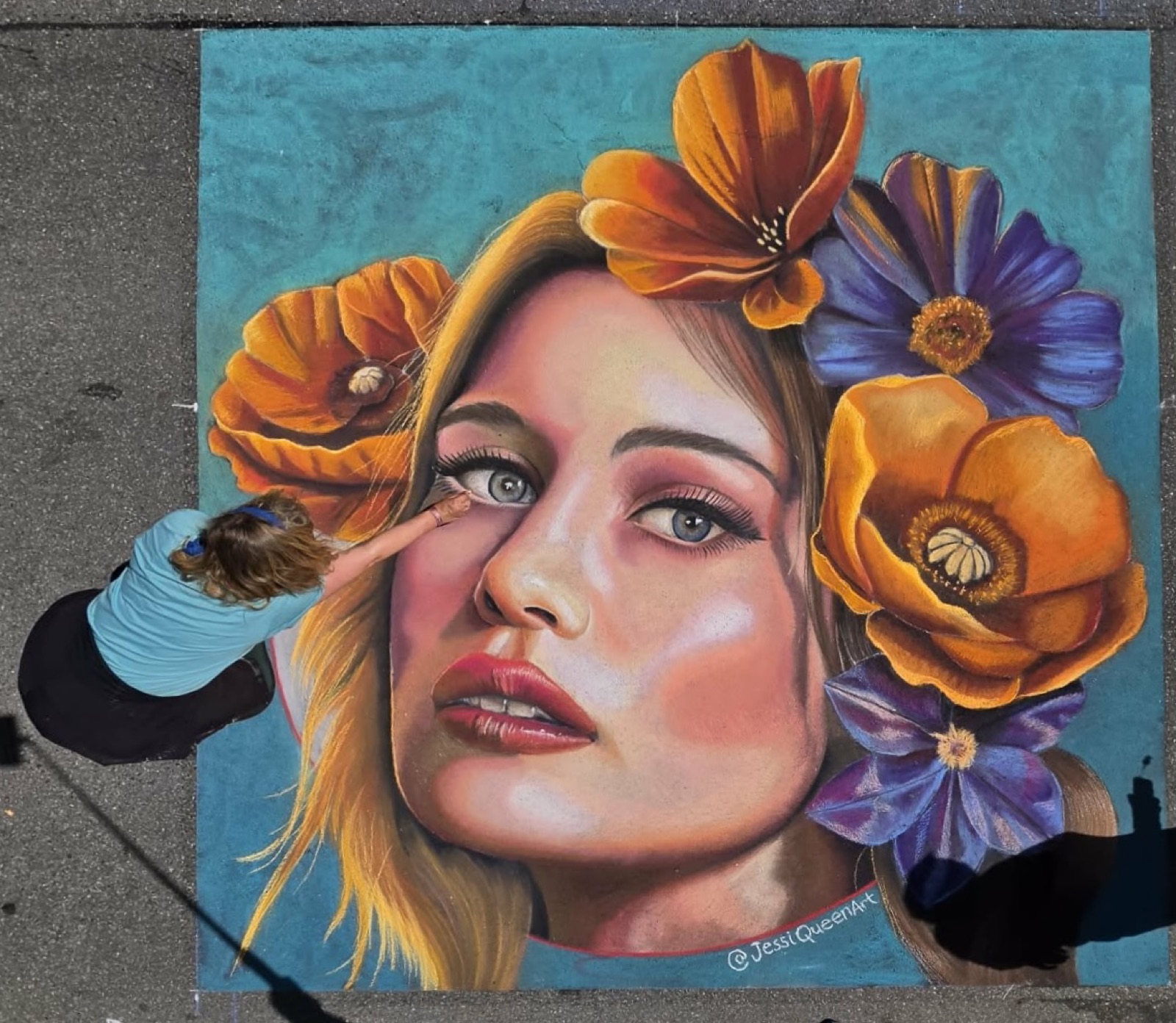 Chalk art piece by Jessi Queen