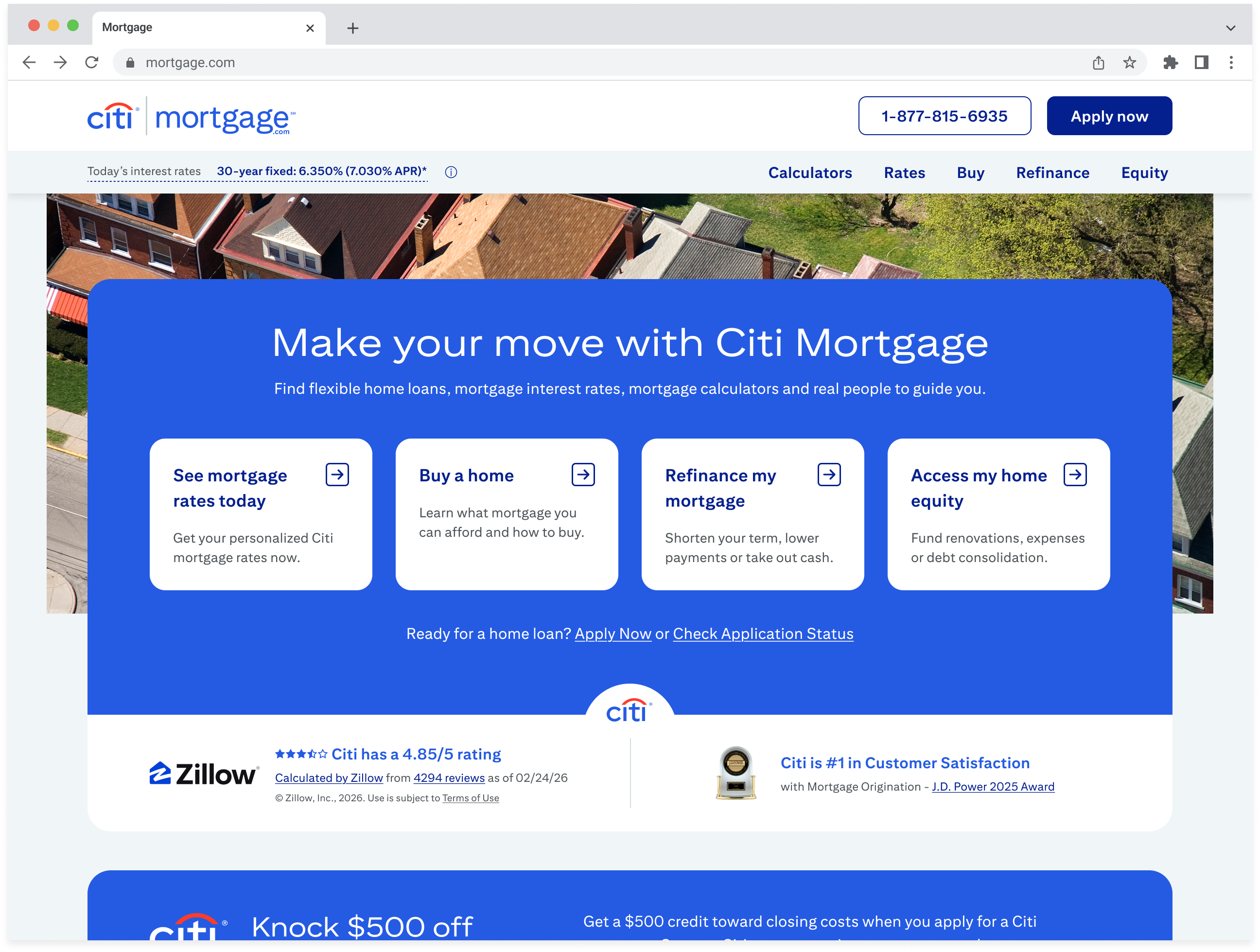 Citi Mortgage Redesign interface
