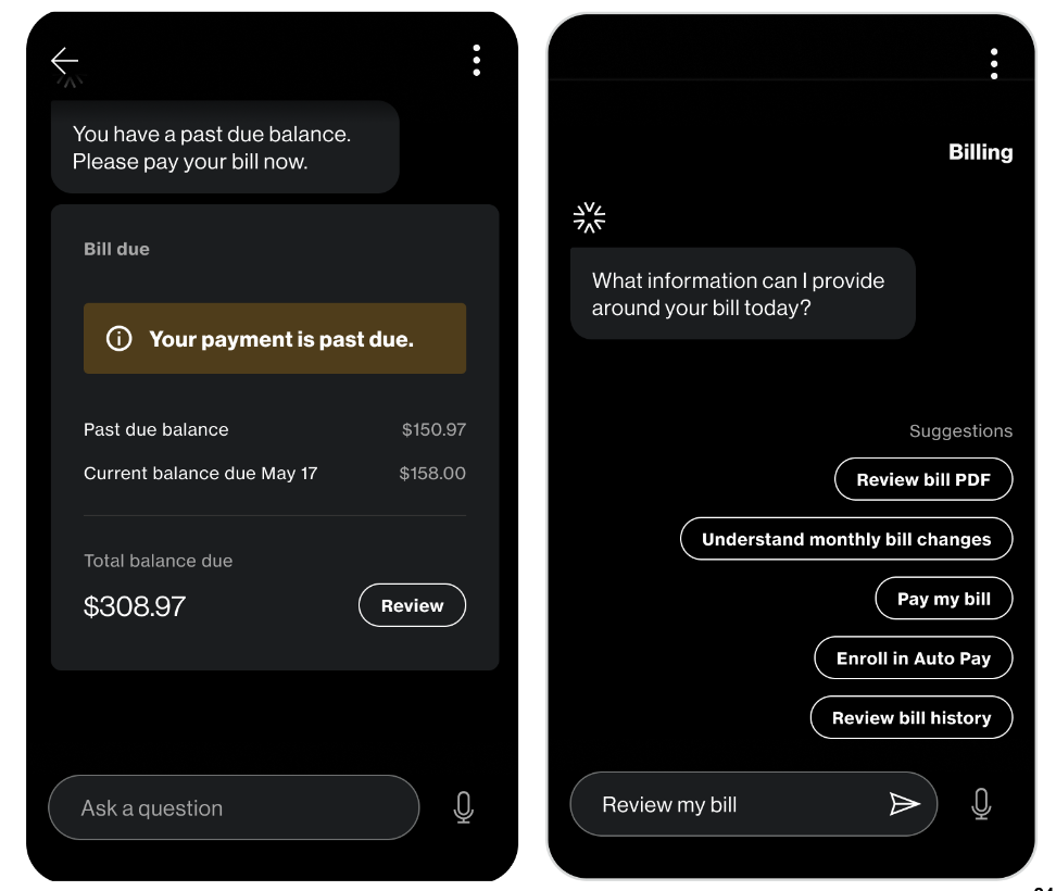 Verizon Conversational Design System interface